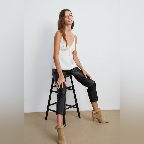VELVET By Graham & Spencer Hydie Vegan Leather Pant Trousers Black - Picture 8 of 8